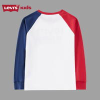 LEVI'S 李维斯童装儿童棉长袖T春季撞色拼接男童圆领上衣 糖果白 140 -68