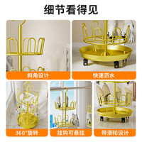 晾鞋架室外阳台凉鞋挂架简易家用沥水晒鞋子落地多功能挂鞋钩 升级款✅️耀夜黑【三层】带沥水鞋架+滑轮-可晒24只鞋