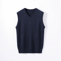 真维斯男装针织马甲2025春季纯色V领套头衫男坎肩无袖毛衣KF 宝蓝2680 M
