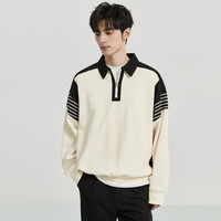 伯爵卓尔休闲卫衣男装外套 奶白色 （N331403-拼接撞色） 3XL