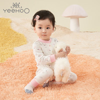 英氏（YEEHOO）婴儿衣服新生儿连体衣赛柔丝5A抗菌男女宝宝哈衣爬服四季 晶粉YLAAJ01014A 73CM