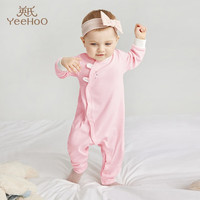 英氏（YEEHOO）婴儿衣服新生儿连体衣赛柔丝5A抗菌男女宝宝哈衣爬服四季 晶粉YLAAJ01013A 66CM