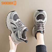 鞋柜捡漏老爹鞋女2025春夏ins潮网面增高休闲运动女鞋 灰色 36