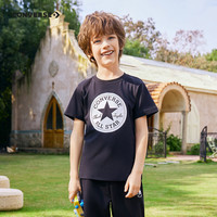 Converse匡威儿童装男童短袖T恤2024夏季大童潮牌上衣女童夏装男孩半袖t恤 8642正黑色 130 /64 【身高116-122cm】