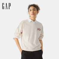 Gap女装2025春季刺绣logo圆领卫衣百搭经典款休闲上衣760790 象牙白 S (160/80A)亚洲尺码