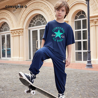 匡威匡威童装男女童凉感短袖T恤2024夏季舒适透气宽松版型儿童短T 藏青蓝 160 (76)(L)