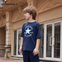 匡威Converse童装2024年夏季圆领舒适男女童宽松休闲T恤 藏青蓝 160/80(XL)
