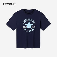 匡威Converse童装2024年夏季圆领舒适男女童宽松休闲T恤 藏青蓝 110/56