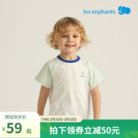 丽婴房宽松休闲儿童短袖T恤男童女童2025夏季上衣短袖上衣 新茶绿 110 cm