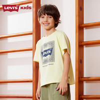 Levi's李维斯童装男童纯棉短袖T恤夏季儿童腰果花纹休闲短T上衣 星空绿 130 /64 【身高116-122cm】