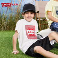 Levi's李维斯童装男童纯棉短袖T恤夏季儿童腰果花纹休闲短T上衣 明亮白 110 /52 【身高98-104cm】