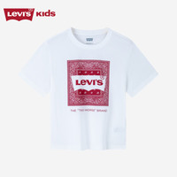 Levi's李维斯童装男童纯棉短袖T恤夏季儿童腰果花纹休闲短T上衣 明亮白 160 /80 【身高158-170cm】 160/80