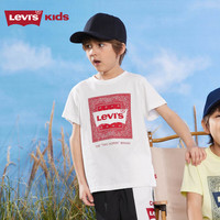 Levi's李维斯童装男童纯棉短袖T恤夏季儿童腰果花纹休闲短T上衣 明亮白 160 /76 【身高152-158cm】