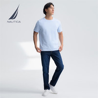 NAUTICA 男装25春夏新款全棉亲肤透气圆领短袖T恤TO5100 海天蓝41A S