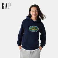 Gap 男女装2025春季贴布绣logo袋鼠袋连帽卫衣休闲上衣721290 海军蓝 M (170/92A)亚洲尺码