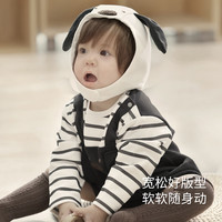 巴厘小猪男宝宝包屁衣春秋卫衣三角哈衣超萌可爱背带假两件连体衣婴儿春装 石墨灰 59cm