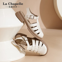 La Chapelle拉夏贝尔女鞋当季凉鞋女罗马凉鞋绑带设计户外休闲鞋沙滩凉鞋女 白色 LA-337-101A35 38