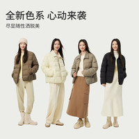 坦博尔春秋衬衫领饼干羽绒服女轻薄短款外套TBF330226D 青木棕 S (160)