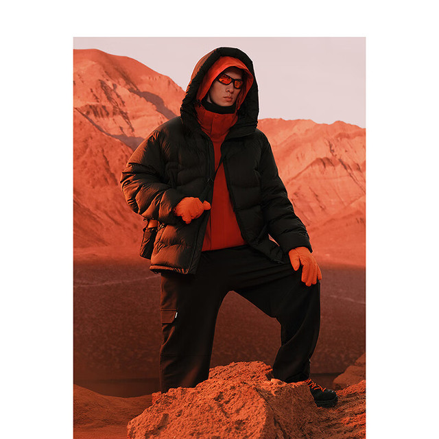 太平鸟 男装火山羽绒服（90绒）连帽防寒冬季户外保暖外套时尚 黑色 S