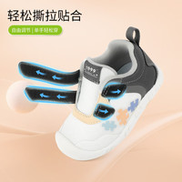 江博士秋季男女幼儿步前鞋 百搭可爱魔术贴鞋 透气宝宝学步儿童鞋 白/灰 22 脚长约12.7-13.2