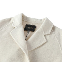 lagogo米棕色质感绵羊毛大衣女拉谷谷2024冬季中长款毛呢外套 米棕 M