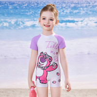 迪士尼美人鱼公主儿童泳衣宝宝女童2025小童可温泉游泳衣女孩泳装 草莓熊紫【卡码拍大】 90 【高90-100cm重15-30斤】