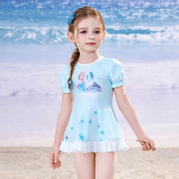 迪士尼美人鱼公主儿童泳衣宝宝女童2025小童可温泉游泳衣女孩泳装 海水蓝【连体裤】卡码拍大 120 【高120-130cm重50-60斤】