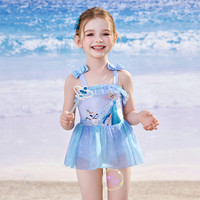 迪士尼美人鱼公主儿童泳衣宝宝女童2025小童可温泉游泳衣女孩泳装 可爱蓝色【连体裤】卡码拍大 110 【高110-120cm重40-50斤】