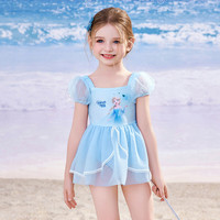 迪士尼美人鱼公主儿童泳衣宝宝女童2025小童可温泉游泳衣女孩泳装 蓝色【连体裤】卡码拍大 120 【高120-130cm重50-60斤】