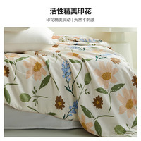 太湖雪夏凉被100%蚕丝空调被全棉纯棉可水洗单双人薄被子加大尺寸 春涧花语 200*230cm【清爽透气丝丝沁凉】