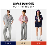 Gap女装2025春季美式胶印logo连帽卫衣经典款休闲外套761039 浅灰色 M (165/84A)亚洲尺码