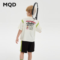 马骑顿（MQD）【上衣+裤】MQD童装男大童夏季潮酷休闲运动短袖套装 米白 120cm