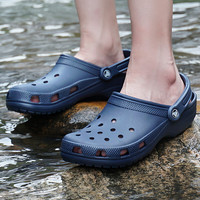 CROCS卡骆驰男鞋女鞋洞洞鞋 贝雅卡骆班克骆格酷走透气鞋拖鞋凉鞋 经典克骆格-深蓝色 37.5 (230mm)