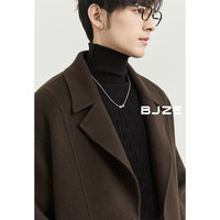 伯爵卓尔定织全羊毛双面呢大衣男中长款外套2024秋冬 漆黑 M 170