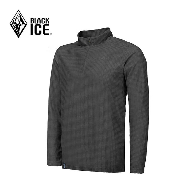 PLUS会员：黑冰 男款抗菌轻量舒适保暖1/2拉链抓绒衣保暖单穿男装 灰黑色