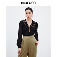 奈蔻 NEXY.CO 春季时尚设计感小众休闲通勤V领针织衫女