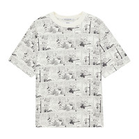 美特斯邦威男女同款短袖上衣夏季潮流舒适宽松五分袖男女上衣 L AE款-白色组