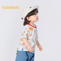 巴拉巴拉宝宝短袖t恤婴儿打底衫男童夏季舒适可爱印花时髦萌200223117105 蓝黄色调00383 90cm