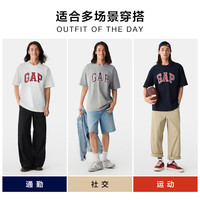 Gap男女装2025春季纯棉经典logo圆领短袖T恤宽松上衣725616 浅灰色 L (175/96A)亚洲尺码