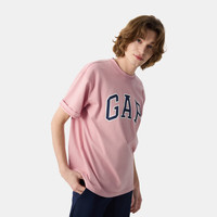 Gap男女装2025春季纯棉经典logo圆领短袖T恤宽松上衣725616 粉色 3XL (185/108A)亚洲尺码