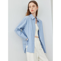 梵希蔓 超好看春日衬衫女2025年春季灰蓝色条纹衬衣早春上衣 M5866 灰蓝条纹 S