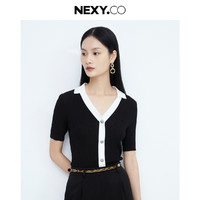 奈蔻 NEXY.CO 春夏都市休闲显瘦修身设计感Polo针织衫女