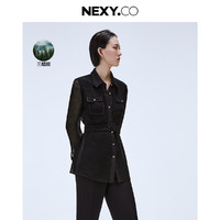 奈蔻 NEXY.CO 25春季商务通勤长款Polo领长袖女式衬衫遮屁股