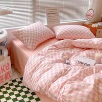 星寇北欧风水洗棉被套被罩单件宿舍被芯单套春秋被子罩 浅绿格 200*230被套