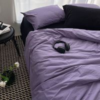 星寇北欧风水洗棉被套被罩单件宿舍被芯单套春秋被子罩 黑夜紫 180*220被套