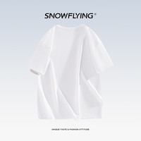 雪中飞 SNOW FLYING夏季女装纯棉T恤圆领百搭简约印花舒适透气短袖上衣宽松白色半袖 奶茶米 T3 2XL 190-215斤