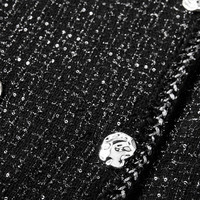 sdeer圣迪奥女装小香风圆领收腰格纹长款风衣S243Z1804