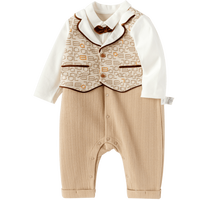 巴拉巴拉婴儿外出抱衣爬服男童连体衣假两件时髦精致【商场同款】