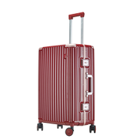 CaptainTony行李箱女pc铝框拉杆箱男商务小型旅行登机箱万向轮密码箱 胭脂红卡扣 26英寸 -适合出国旅行 26寸-适合出国旅行