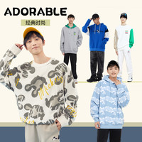 美特斯邦威卫衣迪士尼IP系列圆领百搭舒适套头衫连帽拼接印花上衣 A款-姜红橙 180/XL